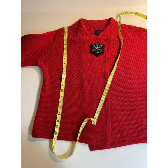 JM Collection Sweater Jacket Women Size Small Petite Red Sparkles Cotton Blend - Picture 12 of 12